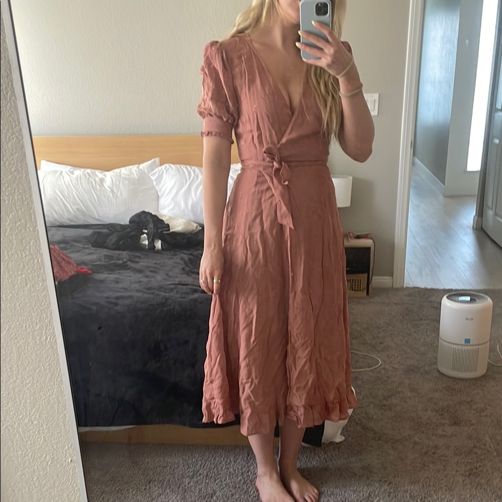 Elegant Pink Wrap Dress